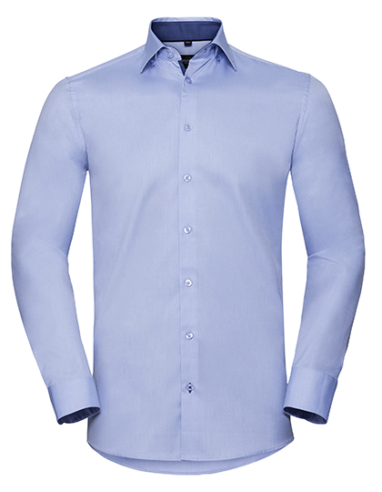 Men's Long Sleeve Tailored Contrast Herringbone Shirt